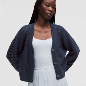 Women's Lululemon Navy Open-Knit Cardigan